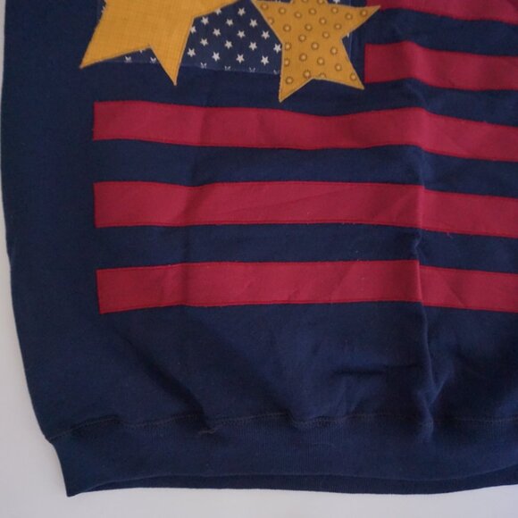 Vintage Jerzees Navy Americana Flag Sweatshirt Retro 90s Indie Sleaze XL - Picture 5 of 9